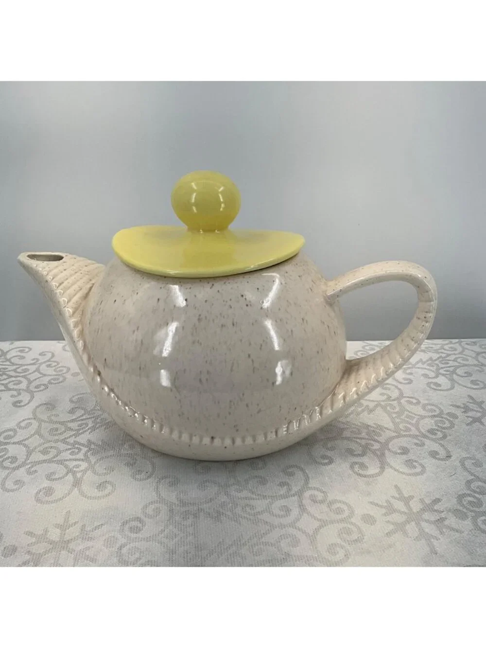 Vintage MCM Aladdin Genie Teapot Yellow Lid California Style Pottery